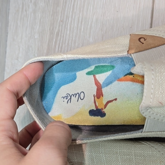 Olukai Women Kaula Pa'a Kapa Tapa linen Espadrille Loafer Slip on shoes sz 9 - Picture 6 of 11